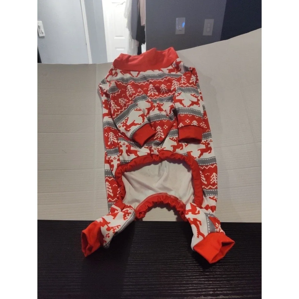 Spark Paws Dog Pajamas Sz 3XL Red Holiday Reindeer Print 30